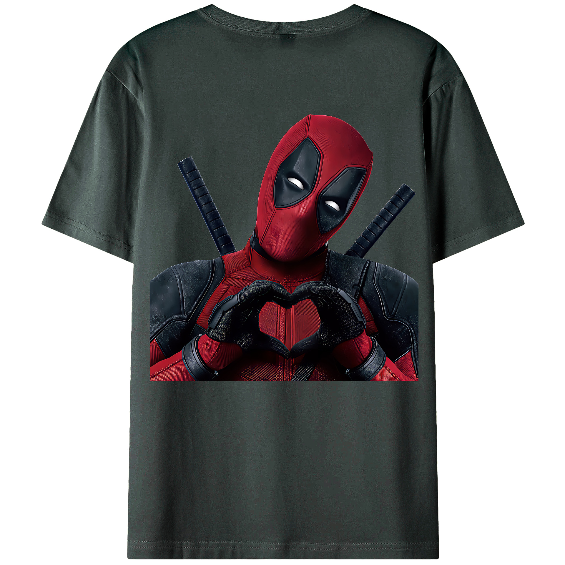 （画像用） Deadpool デッドプール 綿100％ メンズ半袖Tシャツ（バックプリント） 通気性
